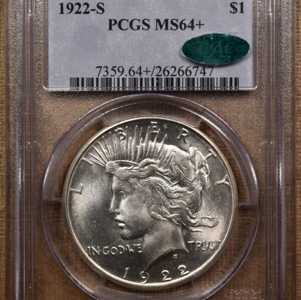 1922-S Peace dollar PCGS MS64+ CAC - Image 3