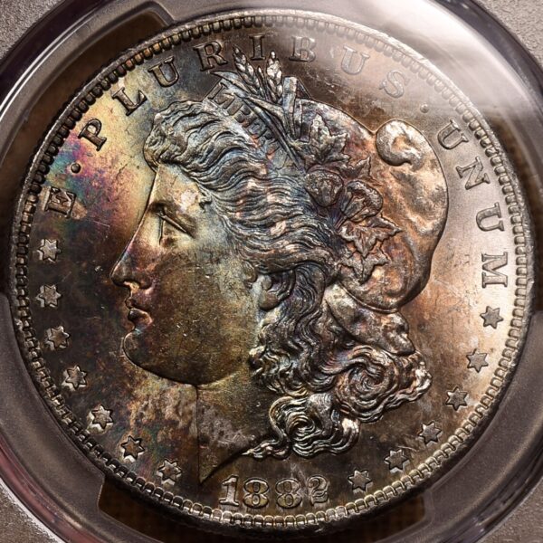 1882-S Morgan Dollar PCGS MS64 CAC Amazing Obverse Rainbow - Image 6