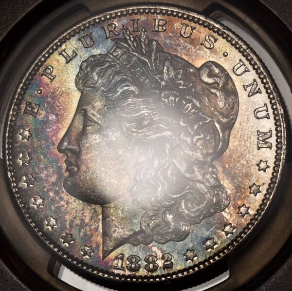 1882-S Morgan Dollar PCGS MS64 CAC Amazing Obverse Rainbow - Image 7