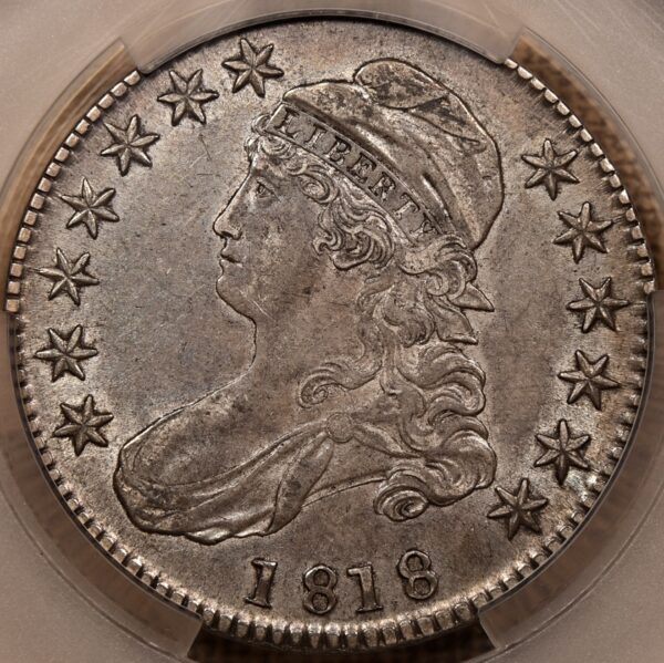 1818 O.112 Capped Bust Half Dollar CACG AU55