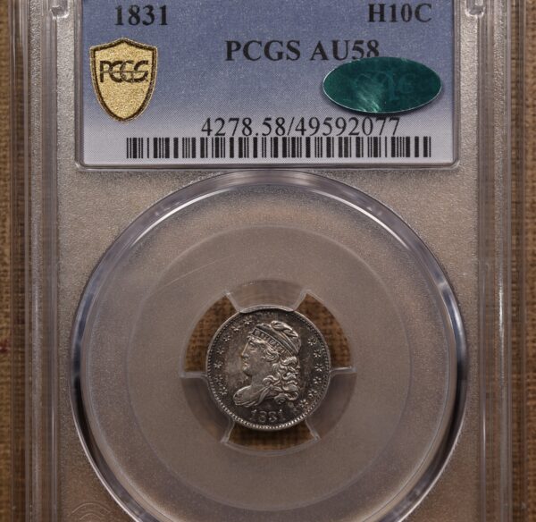 1831 LM-6 Capped Bust Half Dime PCGS AU58 CAC - Image 7