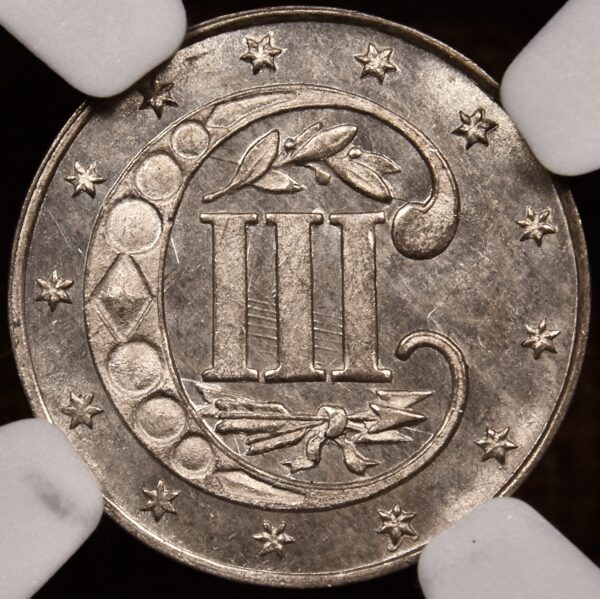 1862 Three Cent Silver NGC MS64 CAC Quite Reflective - Image 2