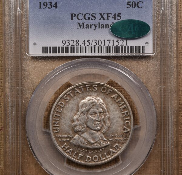 1934 Maryland Silver Commemorative PCGS XF45 CAC - Image 3