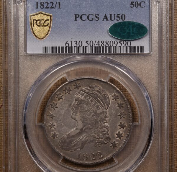 1822/1 O.101 Capped Bust Half Dollar PCGS AU50 CAC - Image 4