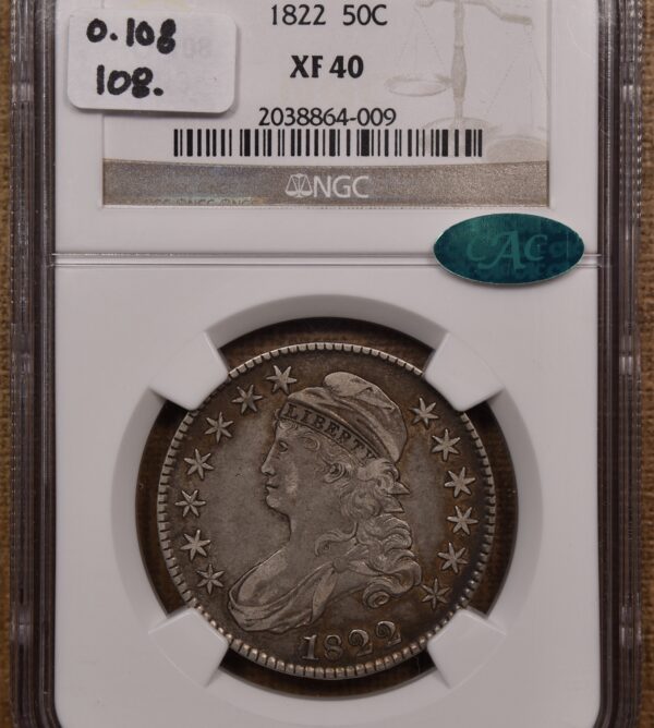 1822 O.108 Capped Bust Half Dollar NGC XF40 CAC, ex. Brunner - Image 3