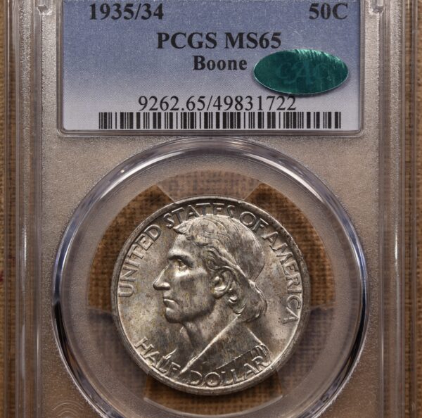 1935/34 Boone Silver Commemorative PCGS MS65 CAC - Image 4