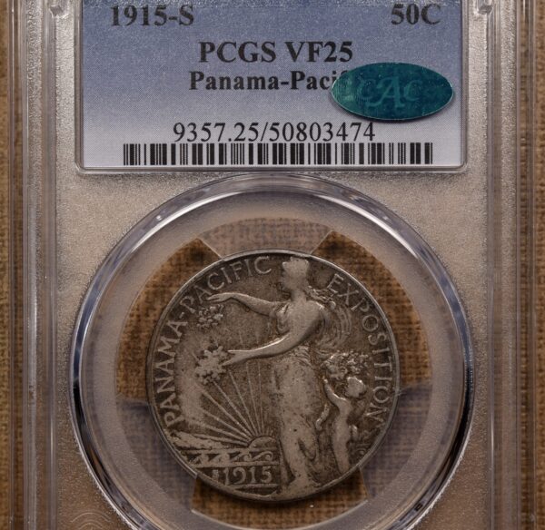 1915-S Panama-Pacific Silver Commemorative PCGS VF25 CAC - Image 3