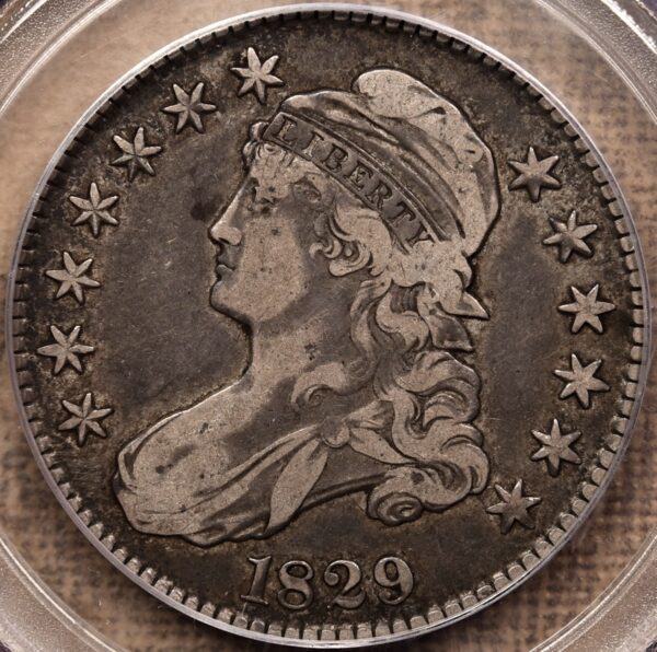 1829 O.108a Capped Bust Half Dollar PCGS VF30, ex. Brunner