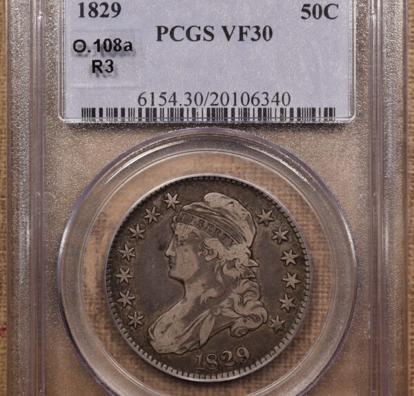 1829 O.108a Capped Bust Half Dollar PCGS VF30, ex. Brunner - Image 3