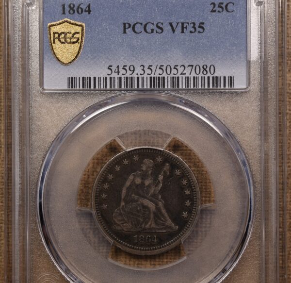 1864 Liberty Seated Quarter PCGS VF35 - Image 3