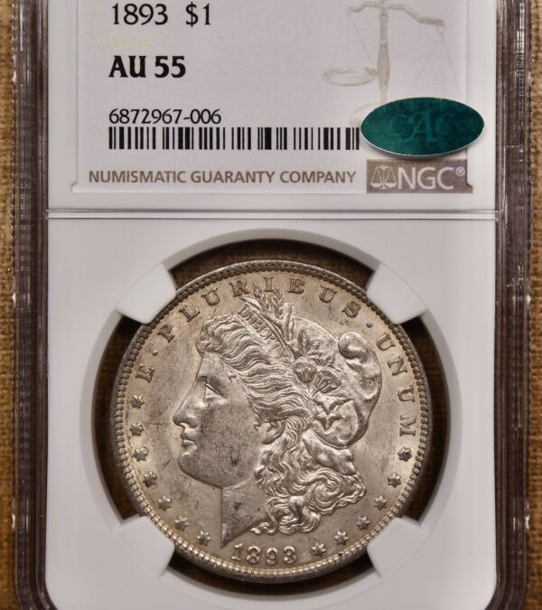 1893 Morgan Dollar NGC AU55 CAC - Image 3