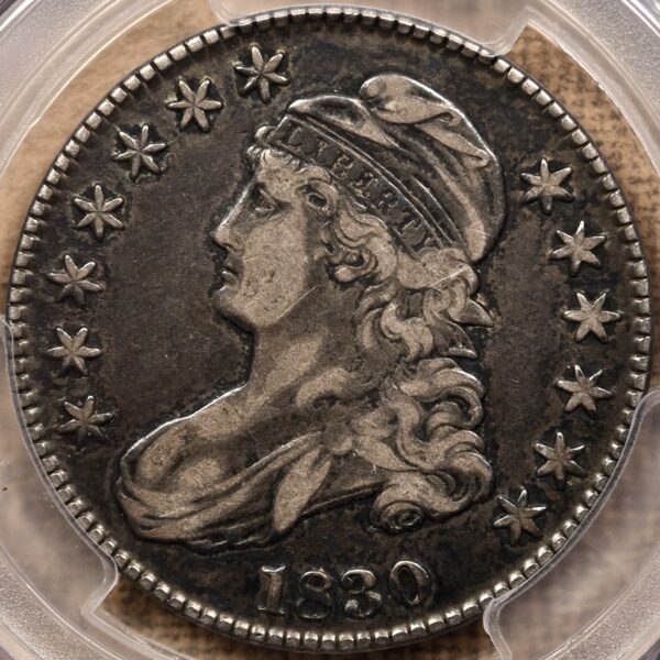 1830 O.117 Small 0 Capped Bust Half Dollar PCGS VF30 CAC, ex. Brunner