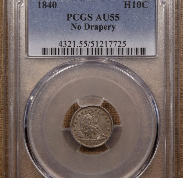 1840 No Drapery Liberty Seated Half Dime PCGS AU55 - Image 3