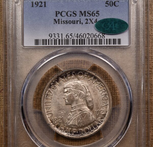 1921 Missouri 2x4 Silver Commemorative PCGS MS65 CAC - Image 3