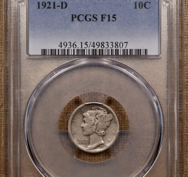 1921-D Mercury Dime PCGS F15 - Image 3