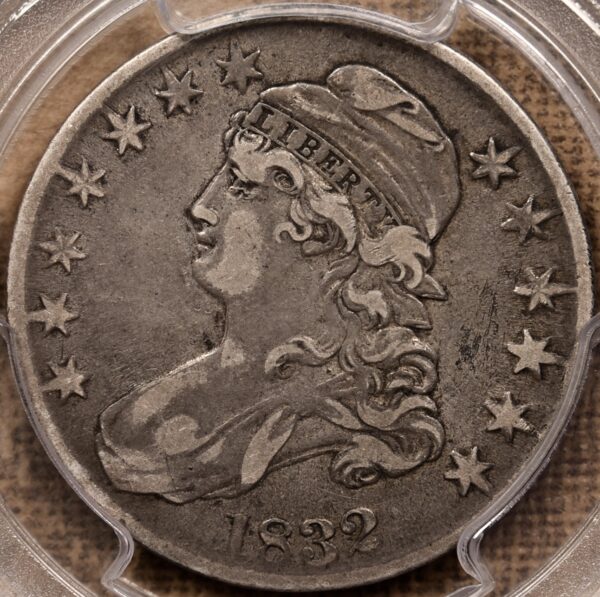 1832 O.108 R4- Small Letters Capped Bust Half Dollar PCGS VF30 CAC, ex. Brunner