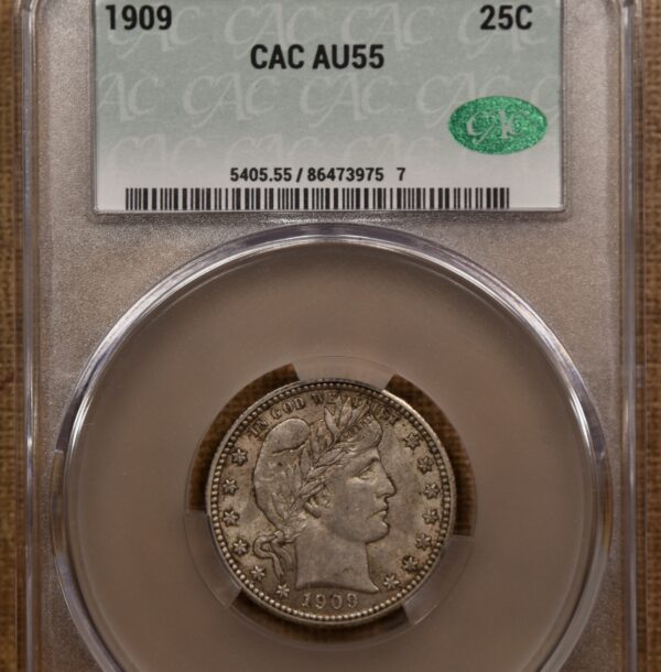 1909 Barber Quarter CACG AU55 - Image 3