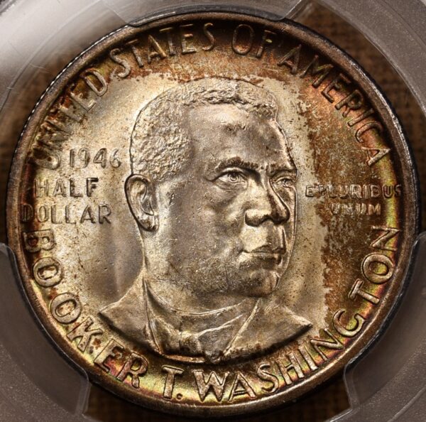 1946-S Booker T. Washington Commem Half,PCGS MS66+ CAC Spectacular Color! - Image 3