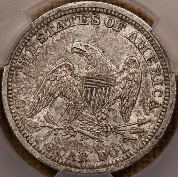 1854 Arrows Liberty Seated Quarter CACG XF45, We grade AU! - Image 2