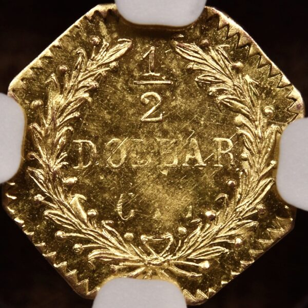 1852 BG-963 Octagonal Indian 1/2 Dol California Fractional Gold NGC MS65 PL - Image 2