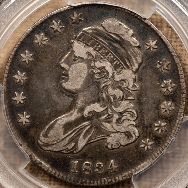 1834 O.115 Small Date, Small Letters Capped Bust Half Dollar PCGS VF30 CAC, ex. Brunner