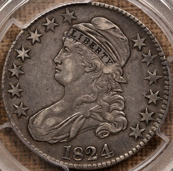 1824 O.105 Capped Bust Half Dollar PCGS XF45 CAC, ex. Brunner