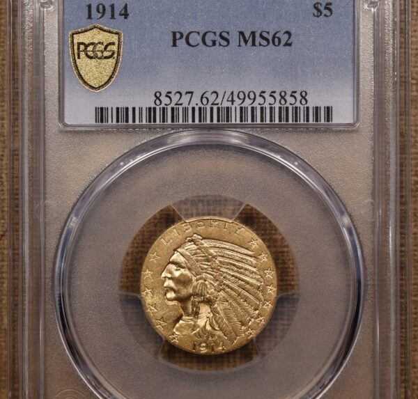 1914 $5 Indian gold half eagle PCGS MS62 - Image 3