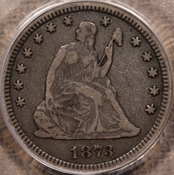 1873 No Arrows Open 3 Liberty Seated Quarter PCGS VF20 CAC