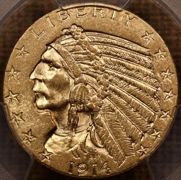 1914 $5 Indian gold half eagle PCGS MS62