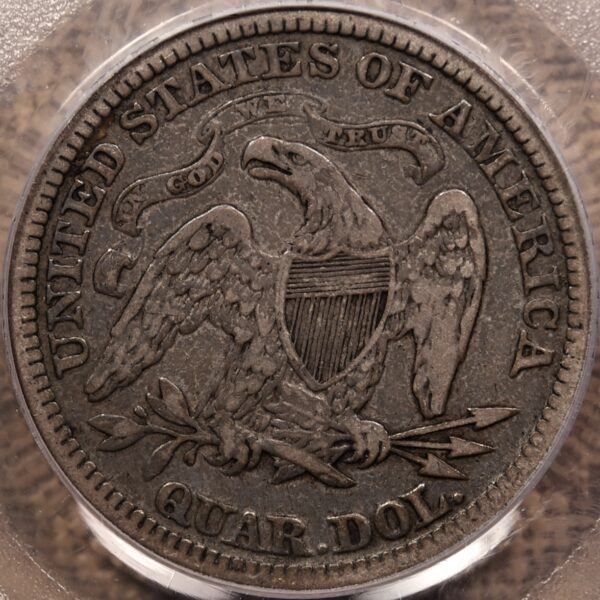 1873 No Arrows Open 3 Liberty Seated Quarter PCGS VF20 CAC - Image 2