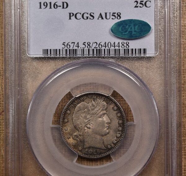 1916-D Barber Quarter PCGS AU58 CAC - Image 3