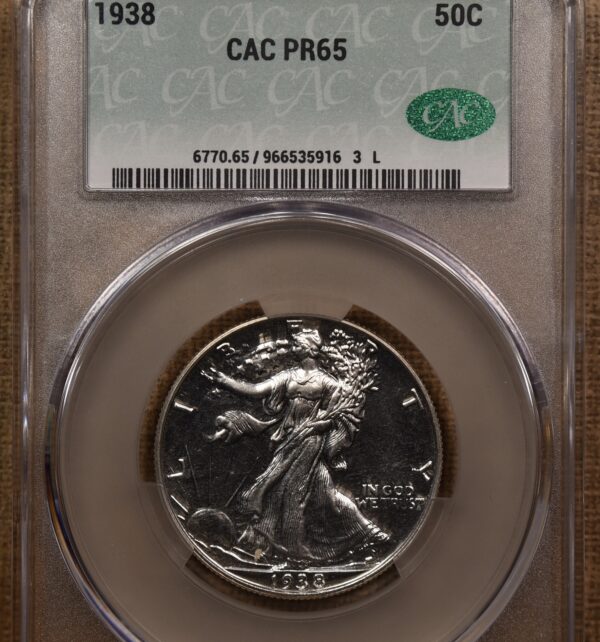 1938 Proof Walking Liberty Half Dollar CACG PR65 - Image 5