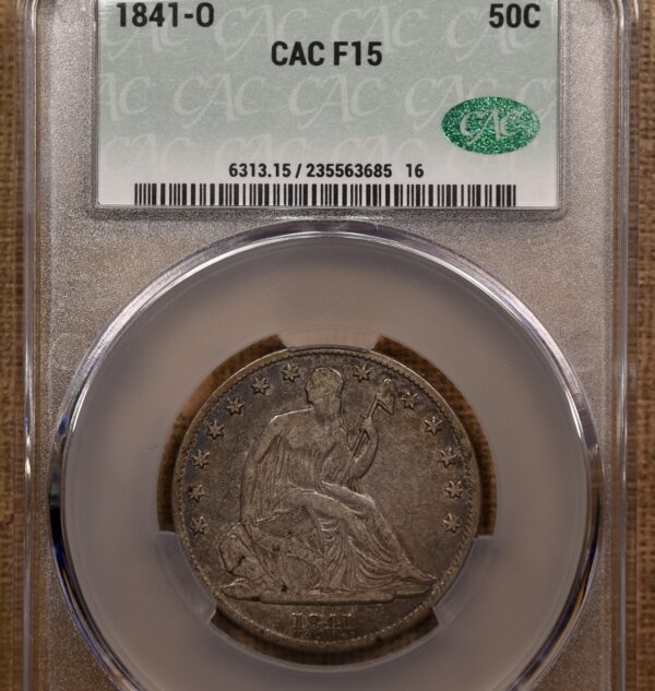 1841-O WB-7 Large O Liberty Seated Half Dollar CACG F15 - Image 5