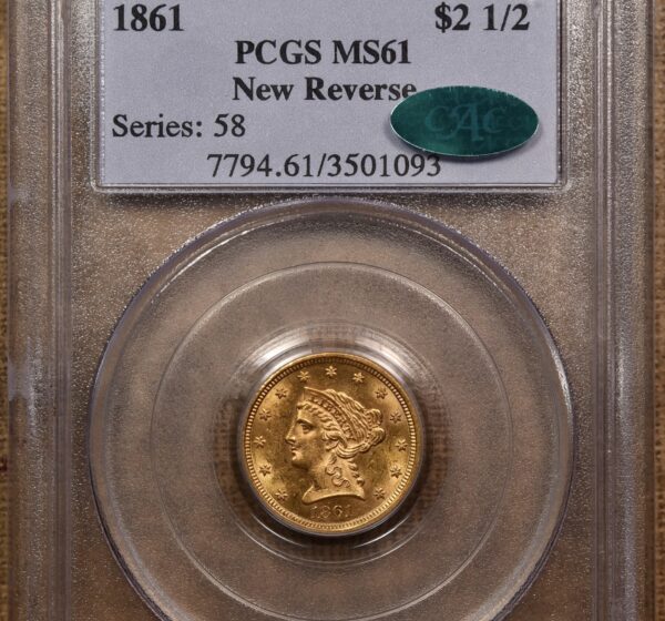 1861 $2.50 New Reverse Liberty Head Quarter Eagle PCGS MS61 CAC - Image 3