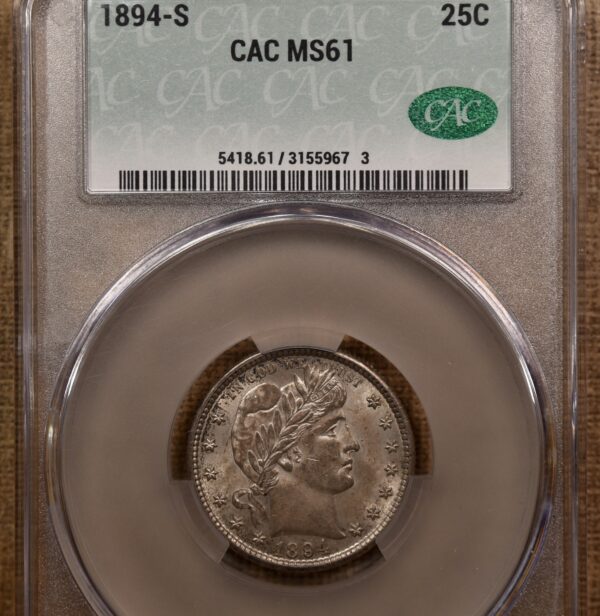 1894-S Barber Quarter CACG MS61 - Image 3