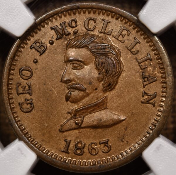 1863 Civil War Token F-141/307a George B. McClellan / Army & Navy NGC MS62