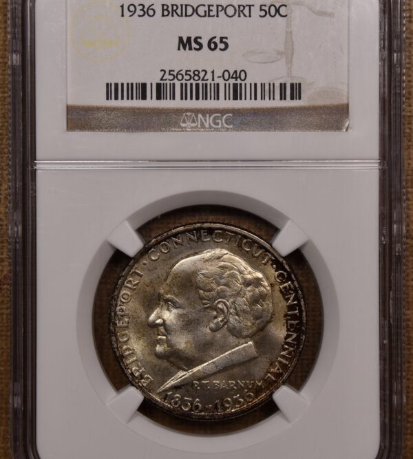 1936 Bridgeport Silver Commemorative NGC MS65 - Image 3