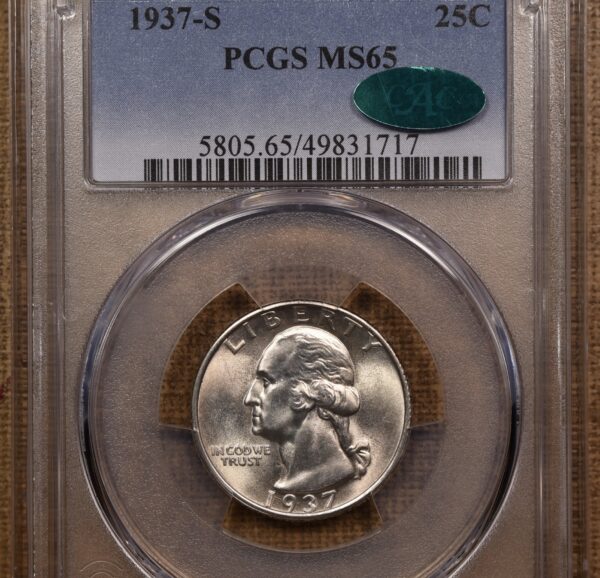 1937-S Washington Quarter PCGS MS65 CAC - Image 3