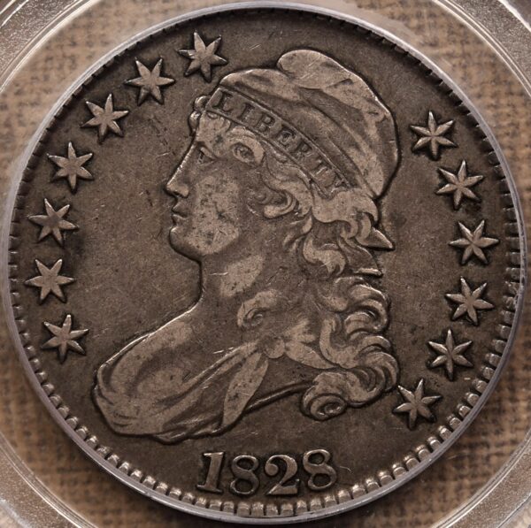 1828 O.114a Square 2 Small 8 Large Letters Capped Bust Half Dollar PCGS VF30 CAC, ex. Brunner