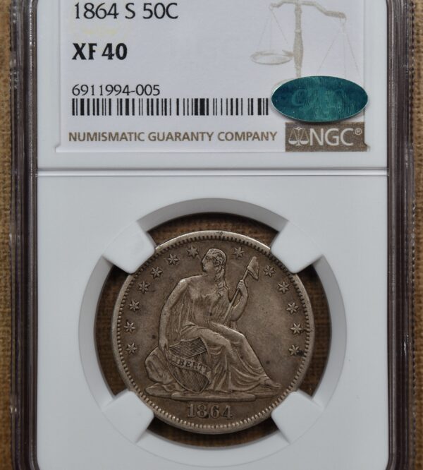 1864-S WB-5 R4 Seated Liberty Half Dollar NGC XF40 CAC - Image 4