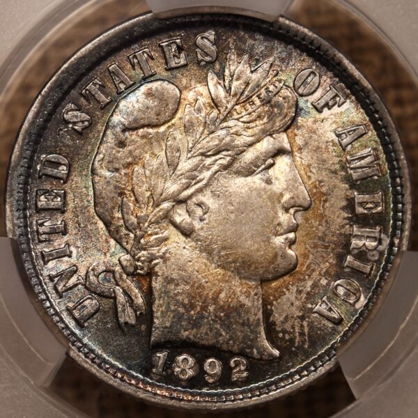 1892 Barber Dime CACG AU58 - Image 3