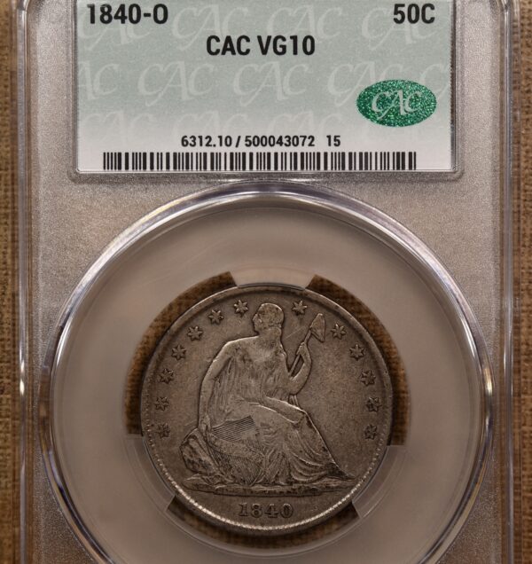 1840-O WB-7 Liberty Seated Half Dollar CACG VG10 - Image 4