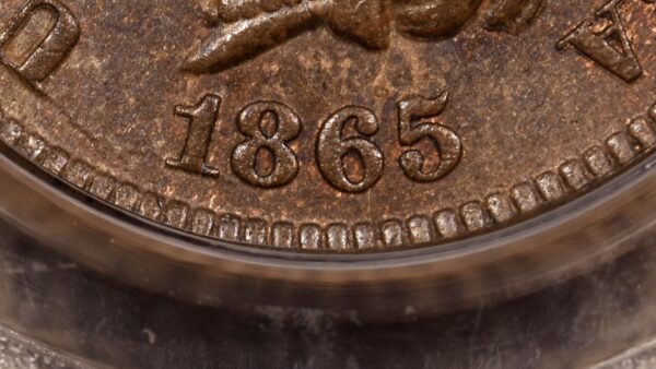 1865 Fancy 5 Indian Cent PCGS MS65 BN OGH CAC - Image 3