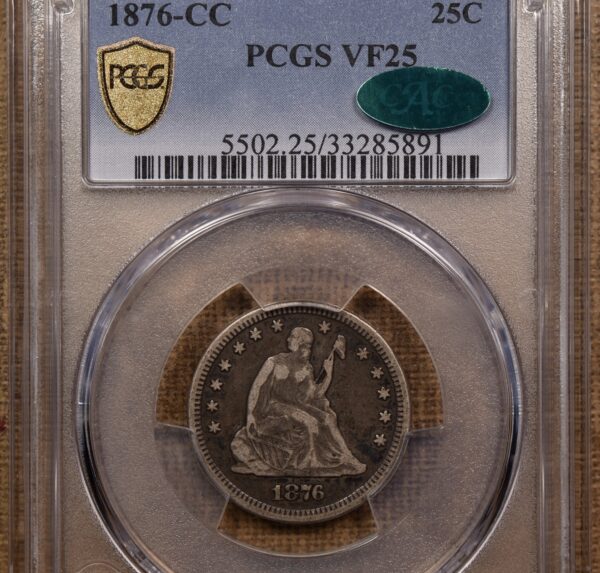 1876-CC Liberty Seated Quarter PCGS VF25 CAC - Image 3