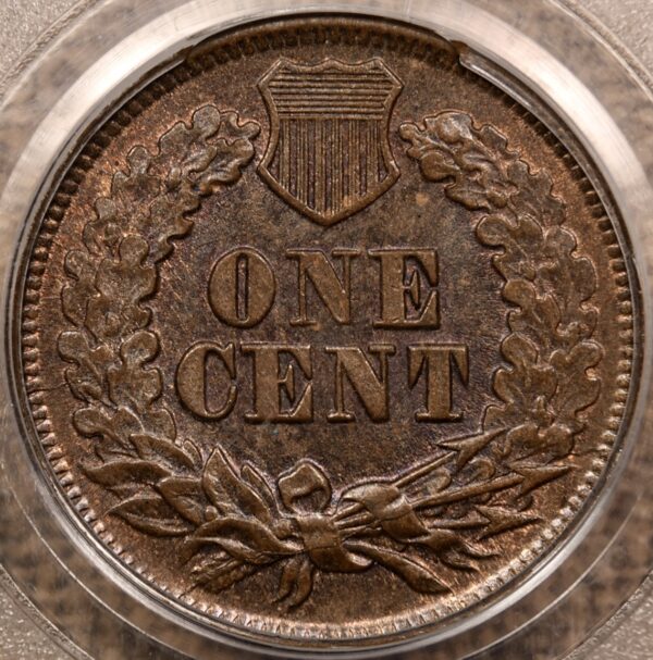 1865 Fancy 5 Indian Cent PCGS MS65 BN OGH CAC - Image 2