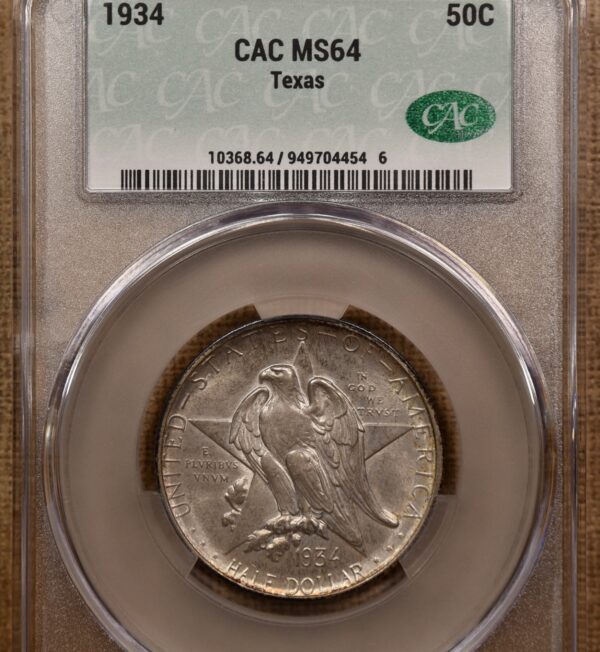 1934 Texas Silver Commemorative CACG MS64 - Image 3