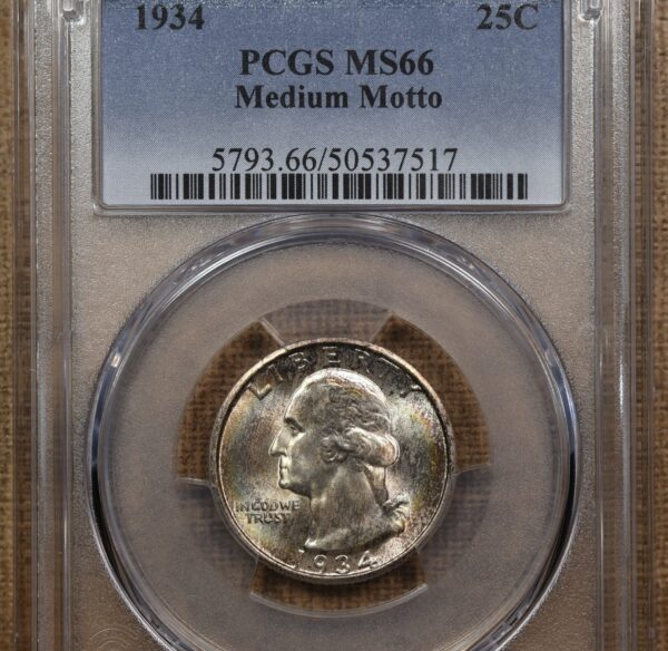 1934 Medium Motto Washington Quarter PCGS MS66 - Image 5