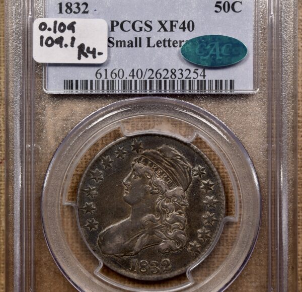 1832 O.109 R4- Small Letters Capped Bust Half Dollar PCGS XF40 CAC, ex. Brunner - Image 3