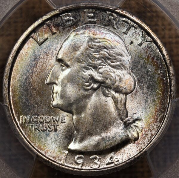 1934 Medium Motto Washington Quarter PCGS MS66 - Image 3