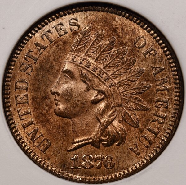 1876 Indian Cent old ANACS MS65 RB